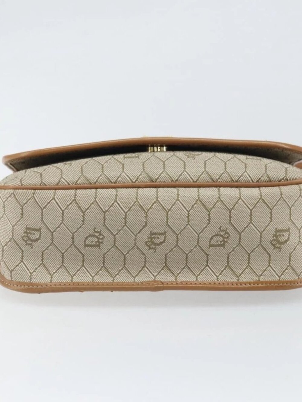 Christian Dior Honeycomb Canvas Shoulder Bag PVC Beige Gold Auth ka2352 - Picture 9 of 15